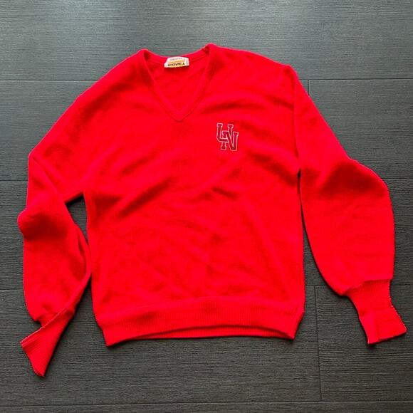 Vintage SIGNET Creslan Red University Collegiate V-Neck Sweater Size L Nebraska - Picture 1 of 7